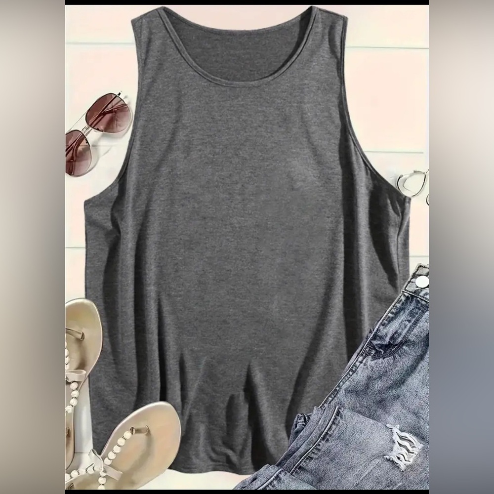 Gray and Black Graphic Tank Top - Picture 3 of 5